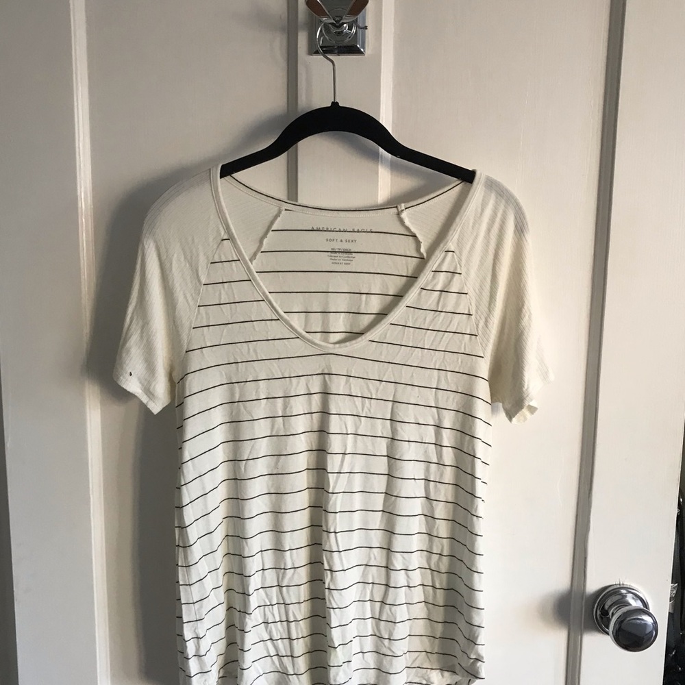 Striped V neck